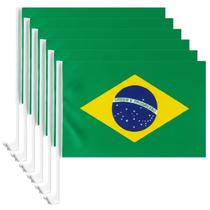 KIT 6 Bandeiras do Brasil Tecido Poliéster para Vidro Porta Carro 42x31cm