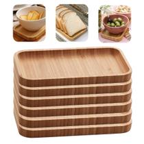 Kit 6 Bandeja de Bambu Petisqueira Multiuso Hire Lyor 20x10x1,5cm Kit 6 Bandeja de Bambu Petisqueira Multiuso Hire Lyor 20x10x1,5cm
