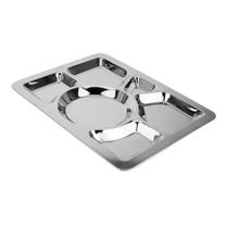 Kit 6 Bandeja Saps Aço Inox 6 Divisórias Bandejão Refeitório Kit 6 Bandeja Saps Aço Inox 6 Divisórias Bandejão Refeitório