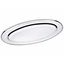 Kit 6 Bandeja/travessa Oval Inox Rasa 28,5cm Grande