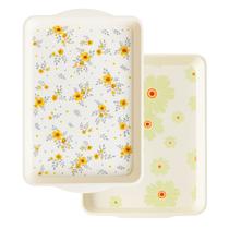 Kit 6 Bandejas 21x33cm Retangular Decorada Premium Resistente