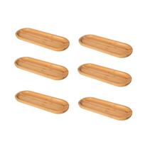 Kit 6 Bandejas Bambu Banheiro Lavabo Petisqueira Decoração Kit 6 Bandejas Bambu Banheiro Lavabo Petisqueira Decoração