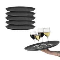 Kit 6 Bandejas de Servir Garçom Profissional Bar Restaurante Antiderrapante EmCasaTem 40cm