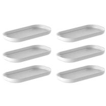 Kit 6 Bandejas Decorativas 16x8cm Dual Branca Oval Plástica Ou Buffet Eventos