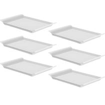 Kit 6 Bandejas Plásticas Lea Ou Branco Retangular 34x21cm para Servir Restaurante Lanchonete Kit 6 Bandejas Plásticas Lea Ou Branco Retangular 34x21cm para Servir Restaurante Lanchonete