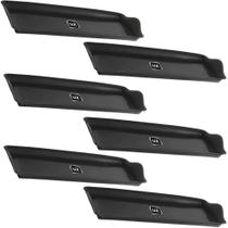 Kit 6 Bandejas Slim 38x16cm Pretas Uz Retangular Fast Food Plástico Rasa Refeitório