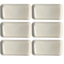 Kit 6 Bandejas Travessa Buffet Retangular Melamina 31x16cm Branco