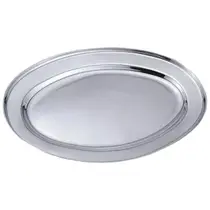 Kit 6 Bandejas Travessas Oval Rasa Inox Media Servir 35cm