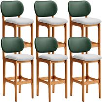 Kit 6 Banquetas Alta Bar Cozinha Sala Jantar Betta L02 Imbuia Facto Verde Linho Cinza - Lyam Decor Kit 6 Banquetas Alta Bar Cozinha Sala Jantar Betta L02 Imbuia Facto Verde Linho Cinza - Lyam Decor