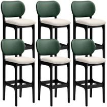 Kit 6 Banquetas Alta Bar Cozinha Sala Jantar Fixa Betta L02 Preto Facto Verde Linho Cru - Lyam Decor Kit 6 Banquetas Alta Bar Cozinha Sala Jantar Fixa Betta L02 Preto Facto Verde Linho Cru - Lyam Decor