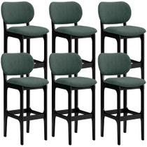 Kit 6 Banquetas Alta Bar Cozinha Sala Jantar Fixa Betta L02 Preto Linho Verde Musgo - Lyam Decor Kit 6 Banquetas Alta Bar Cozinha Sala Jantar Fixa Betta L02 Preto Linho Verde Musgo - Lyam Decor