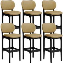 Kit 6 Banquetas Alta Bar Cozinha Sala Jantar Fixa Betta L02 Preto material sintético Casco Fendi - Lyam Decor Kit 6 Banquetas Alta Bar Cozinha Sala Jantar Fixa Betta L02 Preto material sintético Casco Fendi - Lyam Decor