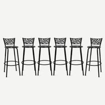 Kit 6 Banquetas Alta Eclipse Preta Cadeira Para Balcão Ilha Bar Bancada Cozinha Gourmet Área De Lazer Itagold