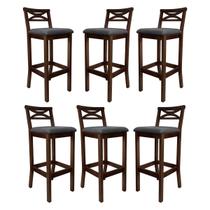 Kit 6 Banquetas Alta Estofada para Bancada Madri Madeira Capuccino Suede Cinza CCS Kit 6 Banquetas Alta Estofada para Bancada Madri Madeira Capuccino Suede Cinza CCS