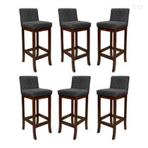 Kit 6 Banquetas Alta para Ilha de Cozinha Tóquio Madeira Maciça Matelassê Suede Cinza CCS Kit 6 Banquetas Alta para Ilha de Cozinha Tóquio Madeira Maciça Matelassê Suede Cinza CCS