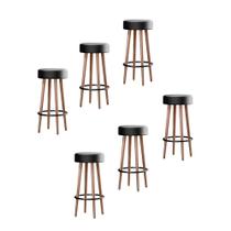 Kit 6 Banquetas Altas Estofadas Atenas 70cm Preto - Adz Kit 6 Banquetas Altas Estofadas Atenas 70cm Preto - Adz