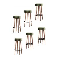 Kit 6 Banquetas Altas Estofadas Atenas 70cm Verde - Adz Kit 6 Banquetas Altas Estofadas Atenas 70cm Verde - Adz