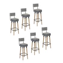 Kit 6 Banquetas Altas Estofadas Florença Cardan - Adz Kit 6 Banquetas Altas Estofadas Florença Cardan - Adz