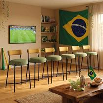 Kit 6 Banquetas Altas Londres Napoli Hidrorepelente Base Aço Preto D'Rossi Kit 6 Banquetas Altas Londres Napoli Hidrorepelente Base Aço Preto D'Rossi