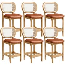 Kit 6 Banquetas Baixa Bar Cozinha Sala de Jantar Betta L02 Mel Tela material sintético Camel - Lyam Decor Kit 6 Banquetas Baixa Bar Cozinha Sala de Jantar Betta L02 Mel Tela material sintético Camel - Lyam Decor