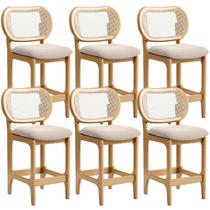 Kit 6 Banquetas Baixa Bar Cozinha Sala de Jantar Betta L02 Mel Tela Suede Bege - Lyam Decor Kit 6 Banquetas Baixa Bar Cozinha Sala de Jantar Betta L02 Mel Tela Suede Bege - Lyam Decor