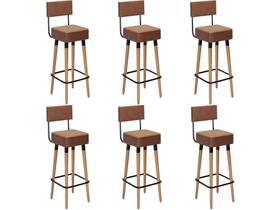 Kit 6 Banquetas Banco Alto Barcelona Couro Café Bar Cozinha Pés Madeira Mz Decor Kit 6 Banquetas Banco Alto Barcelona Couro Café Bar Cozinha Pés Madeira Mz Decor