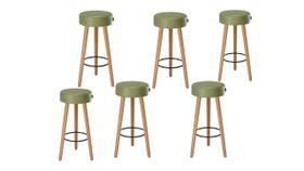Kit 6 Banquetas Banco Alto Londres material sintético Bar Cozinha Pés Madeira Ms Decor Kit 6 Banquetas Banco Alto Londres material sintético Bar Cozinha Pés Madeira Ms Decor