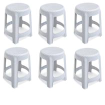 Kit 6 Banquetas Banco Premium Rattan Branca 45x35 cm