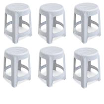 Kit 6 Banquetas Banco Premium Rattan Branca 45x35 cm