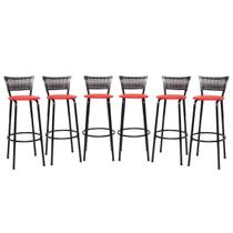 Kit 6 Banquetas Bancos Alto Para Cozinha Bancada Area Gourmet Bistro Bar Com Encosto Itagold