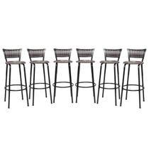 Kit 6 Banquetas Bancos Alto Para Cozinha Bancada Area Gourmet Bistro Bar Com Encosto Itagold