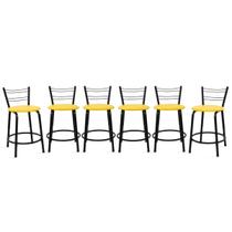 Kit 6 Banquetas Bancos Baixa 45cm Flórida Estrutura Preta Mesa Bistrô Cozinha Americana, Bar, Bancada, Área Gourmet