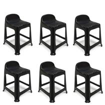 Kit 6 Banquetas Banquinho Plástico 59x44x40CM Com Encosto 25638PM Arqplast