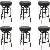 Kit 6 Banquetas Bar Altura 74cm Giratória Preta Assento Preto