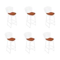 Kit 6 Banquetas Bistrô Bertoia Branca D80 com Assento Cobre Kit 6 Banquetas Bistrô Bertoia Branca D80 com Assento Cobre