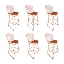 Kit 6 Banquetas Bistrô Bertoia Cobre D80 com Assento Cobre Kit 6 Banquetas Bistrô Bertoia Cobre D80 com Assento Cobre