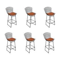 Kit 6 Banquetas Bistrô Bertoia Preta D80 com Assento Cobre Kit 6 Banquetas Bistrô Bertoia Preta D80 com Assento Cobre
