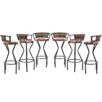 Kit 6 Banquetas Charme Assento Estofado para Área Gourmet