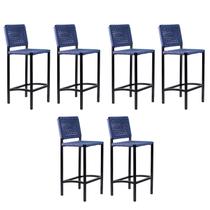 Kit 6 Banquetas Corda Náutica Azul Kit 6 Banquetas Corda Náutica Azul