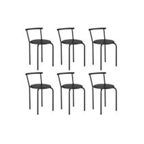 Kit 6 Banquetas de Cozinha 105 6 Uni Preto/Courano Preto - Carraro