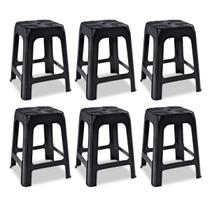 Kit 6 Banquetas De Plástico Banco Banquinho Preto Arqplast Kit 6 Banquetas De Plástico Banco Banquinho Preto Arqplast