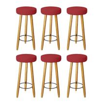 Kit 6 Banquetas Decorativas 78cm com Pés Pálito Italian Vermelho - Mafer Kit 6 Banquetas Decorativas 78cm com Pés Pálito Italian Vermelho - Mafer