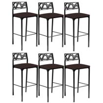 Kit 6 banquetas Eliza Gourme Marrom-Gat Magazine Kit 6 banquetas Eliza Gourme Marrom-Gat Magazine