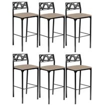 Kit 6 banquetas Eliza Gourmet suede bege-Gat Magazine Kit 6 banquetas Eliza Gourmet suede bege-Gat Magazine