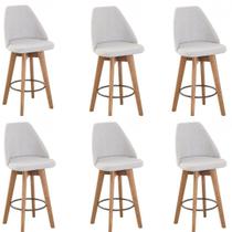 Kit 6 Banquetas Maya Gourmet Gitarória-altura 62 cm do chão até o assento-tecido linho