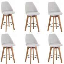 Kit 6 Banquetas Maya Gourmet Gitarória-altura 62 Cm Do Chão Até O Assento-tecido Linho
