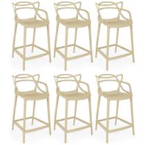 Kit 6 Banquetas Média Allegra 66cm Design Cozinha/Bancada - Nude