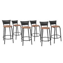 Kit 6 Banquetas Para Bancada 60cm Preta Junco Preto Balcão Ilha Bistrô Bar Cozinha Gourmet Área de Lazer Piscina Kit 6 Banquetas Para Bancada 60cm Preta Junco Preto Balcão Ilha Bistrô Bar Cozinha Gourmet Área de Lazer Piscina