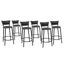Kit 6 Banquetas Para Bancada 60cm Preta Junco Preto Balcão Ilha Bistrô Bar Cozinha Gourmet Área de Lazer Piscina Kit 6 Banquetas Para Bancada 60cm Preta Junco Preto Balcão Ilha Bistrô Bar Cozinha Gourmet Área de Lazer Piscina