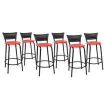 Kit 6 Banquetas Para Bancada 60cm Preta Junco Preto Balcão Ilha Bistrô Bar Cozinha Gourmet Área de Lazer Piscina Kit 6 Banquetas Para Bancada 60cm Preta Junco Preto Balcão Ilha Bistrô Bar Cozinha Gourmet Área de Lazer Piscina